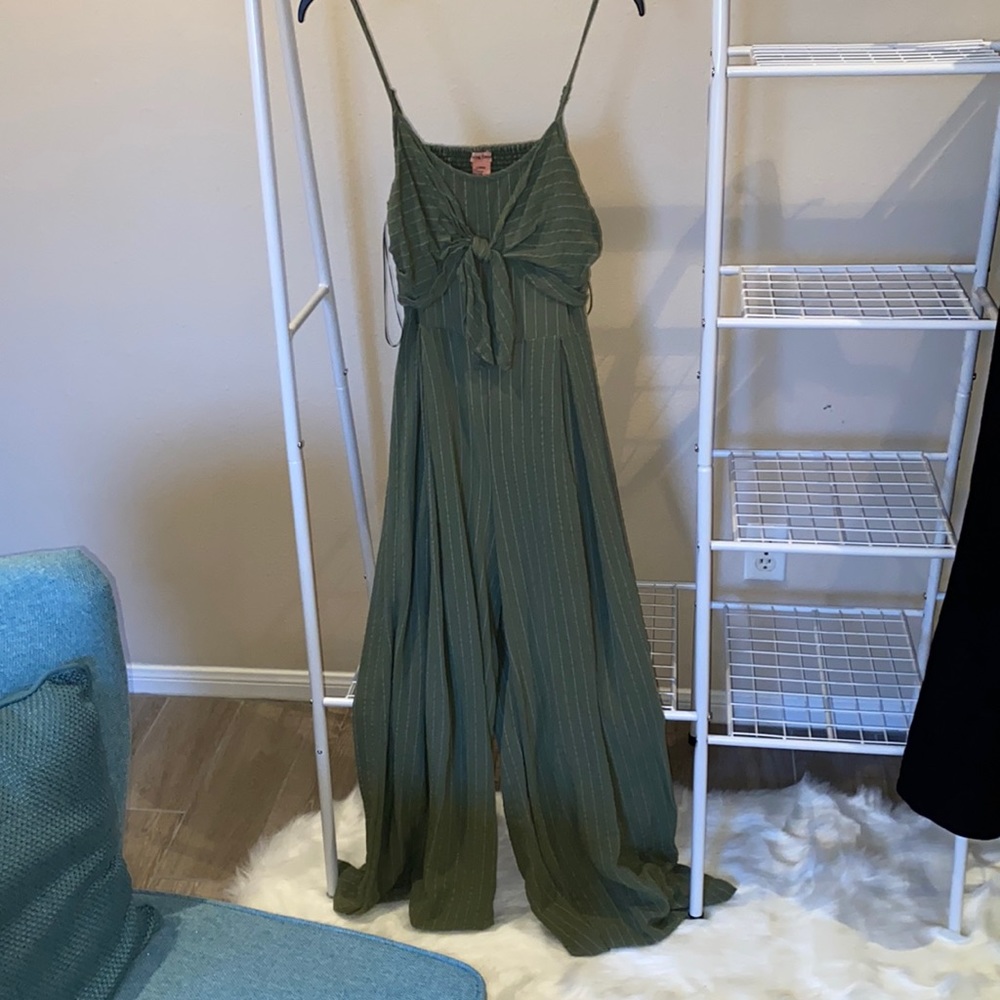 Gorgeous Olive jumpsuit long flare pants.
